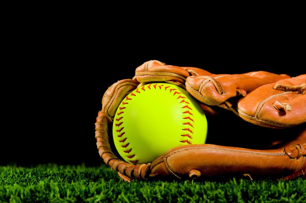 Softball in Grass at Night